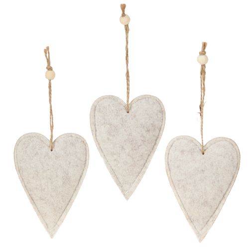 Artículo Colgantes de corazón de fieltro en set – Corazones decorativos románticos con bordado 12 cm 6 piezas