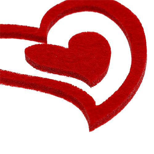 Floristik24 Mezcla de corazones de fieltro 3cm - 7,5cm rojo 72 piezas