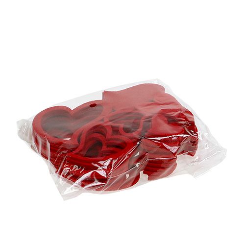 Floristik24 Mezcla de corazones de fieltro 3cm - 7,5cm rojo 72 piezas