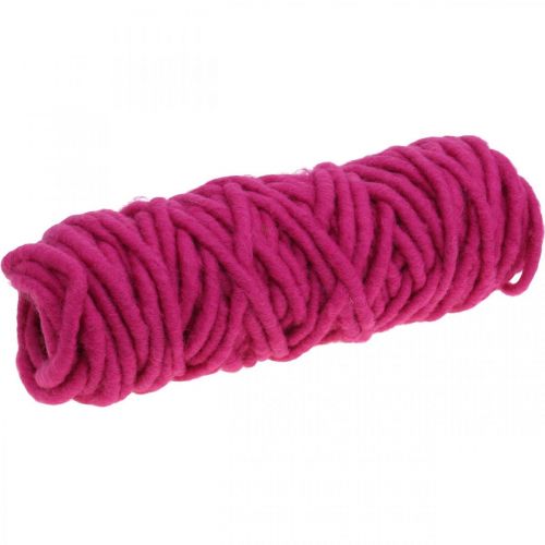 Floristik24 Cordón de fieltro cordón de lana de alambre rosa 20m