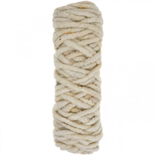Floristik24 Cordón de fieltro hilo de mecha cordón de lana blanco amarillo marrón L30m
