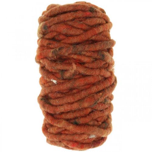 Floristik24 Cordón de fieltro cordón marrón, alambre de lana de oveja roja 20m