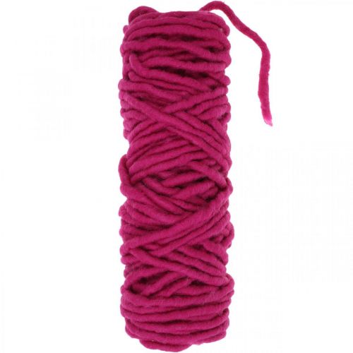 Floristik24 Cordón de fieltro con alambre de lana para manualidades rosa 20m