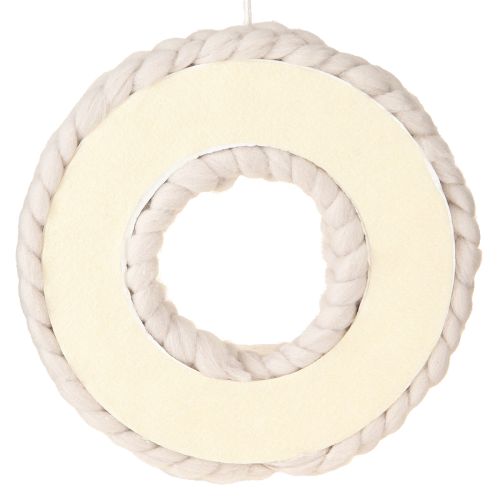 Artículo Corona de fieltro decorativa para colgar trenzada beige Ø25cm