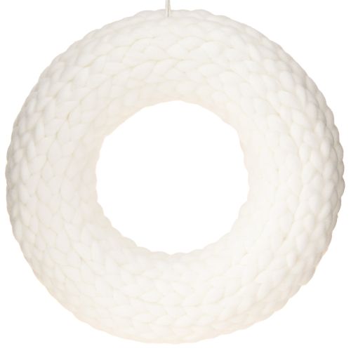 Artículo Corona de fieltro de lana para colgar trenzada blanca Ø30cm