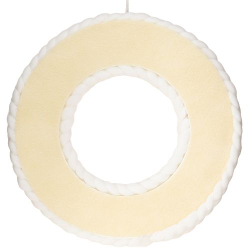 Artículo Corona de fieltro de lana para colgar trenzada blanca Ø30cm