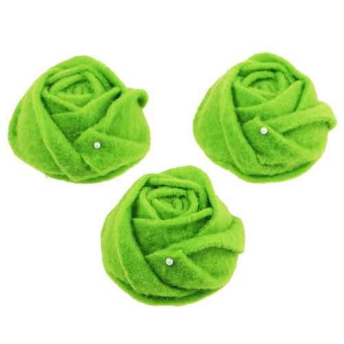 Floristik24 Fieltro rosa verde Ø8cm H4.5cm 6pcs