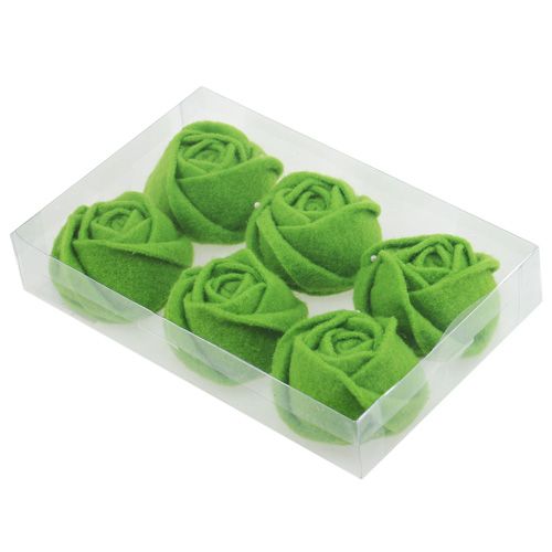 Floristik24 Fieltro rosa verde Ø8cm H4.5cm 6pcs