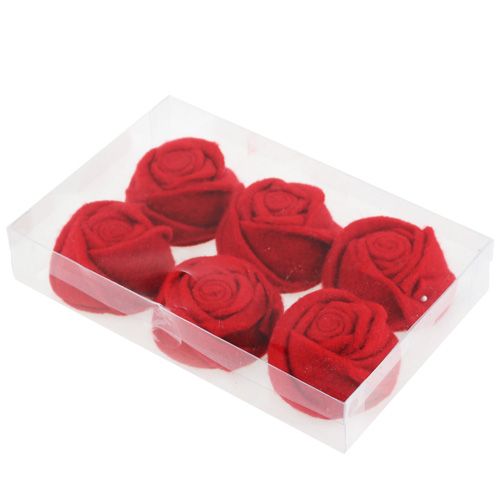 Floristik24 Fieltro rosa rojo Ø8cm H4cm 6pcs