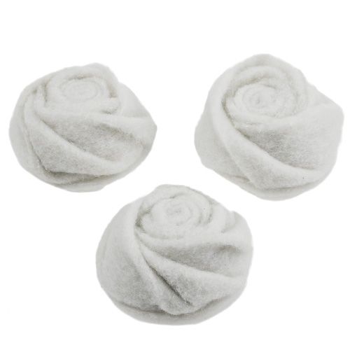 Floristik24 Fieltro rosa blanco Ø8cm H4cm 6pcs