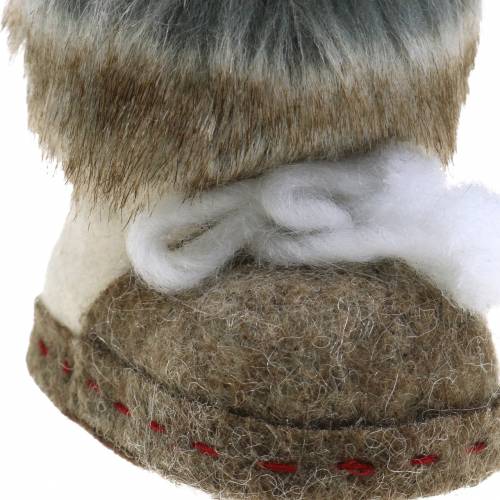 Floristik24 Adorno para árbol de Navidad Par de zapatos de fieltro con piel 10cm x 8cm 2pzs
