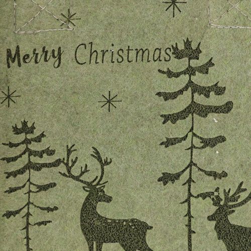 Floristik24 Bolsa de fieltro Feliz Navidad pequeña con asas Verde 15×10cm