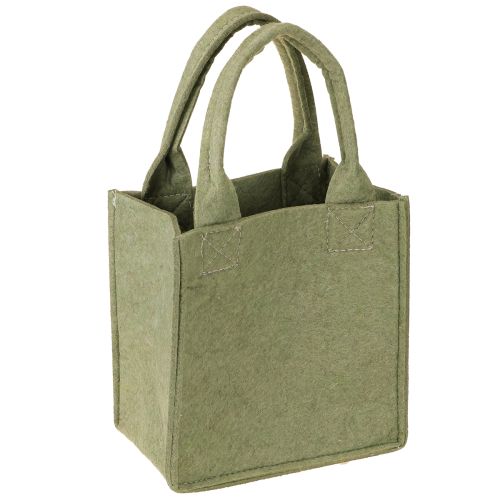 Artículo Bolsa de fieltro Feliz Navidad pequeña con asas Verde 15×10cm
