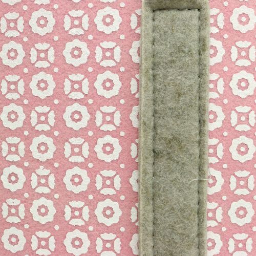 Floristik24 Bolso de fieltro rosa-gris con estampado 55cm x 36cm x 18cm
