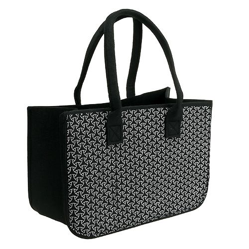 Floristik24 Bolso de fieltro negro con estampado 39cm x 20cm x 25cm