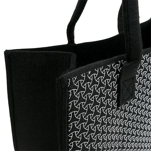 Floristik24 Bolso de fieltro negro con estampado 39cm x 20cm x 25cm