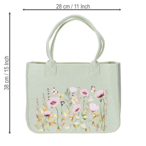 Artículo Bolso de fieltro con motivo floral, ideal para uso diario y ocio, 38cm