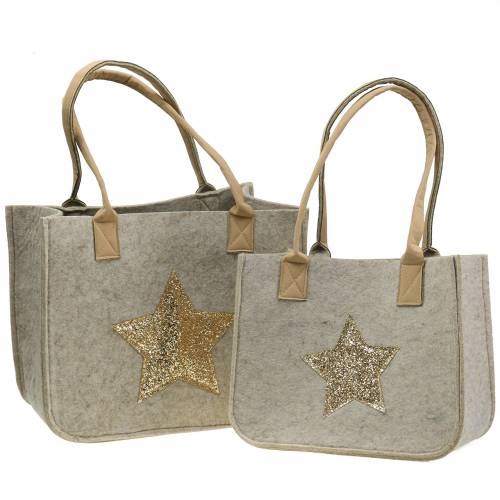 Floristik24 Bolso de fieltro con lentejuelas star nature set de 2