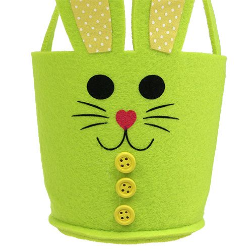 Floristik24 Bolsa de fieltro conejo amarillo, verde cesta de Pascua decoración de Pascua fieltro 2 piezas