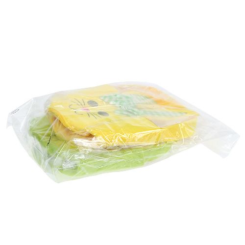 Floristik24 Bolsa de fieltro conejo amarillo, verde cesta de Pascua decoración de Pascua fieltro 2 piezas