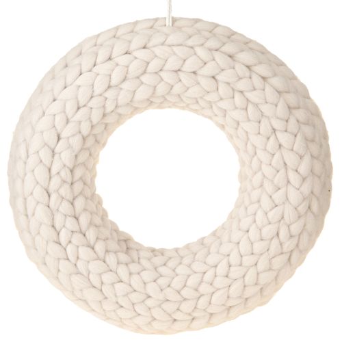 Floristik24 Corona decorativa de fieltro de lana para colgar en color beige Ø30cm H4cm