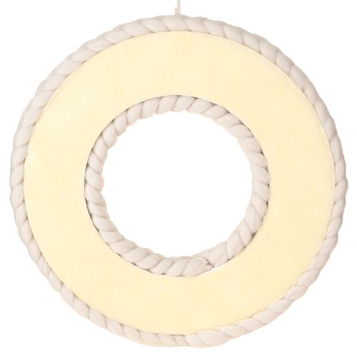 Artículo Corona decorativa de fieltro de lana para colgar en color beige Ø30cm H4cm