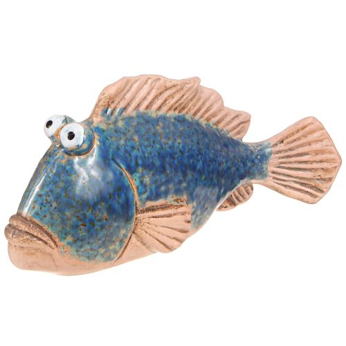 Artículo Decoración de peces cerámica azul natural decoración de verano 22×7×11cm