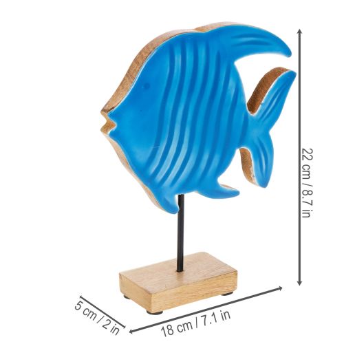 Artículo Figura de pez de madera, decoración marítima, decoración de mesa hecha a mano para salón, 22cm