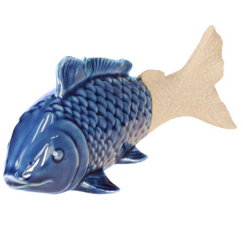 Artículo Decoración de pez de cerámica azul marino beige 20×8×8,5cm 2 uds