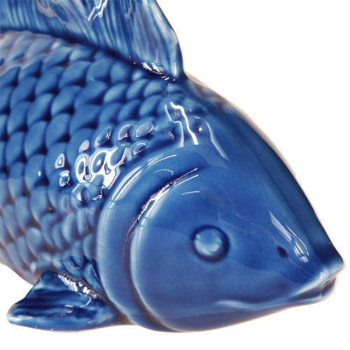 Artículo Decoración de pez de cerámica azul marino beige 20×8×8,5cm 2 uds