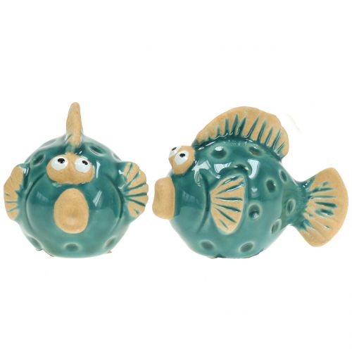 Floristik24 Deco pescado azul, pescado de cerámica, pescado de cerámica, marítimo L7cm 8ud