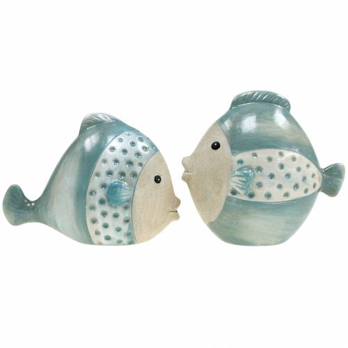 Floristik24 Peces decorativos azul terracota, gris H14cm / 12.5cm juego de 2