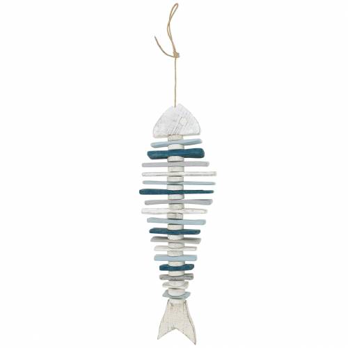 Floristik24 Decoración de peces marítimos de madera flotante azul, blanco L70cm