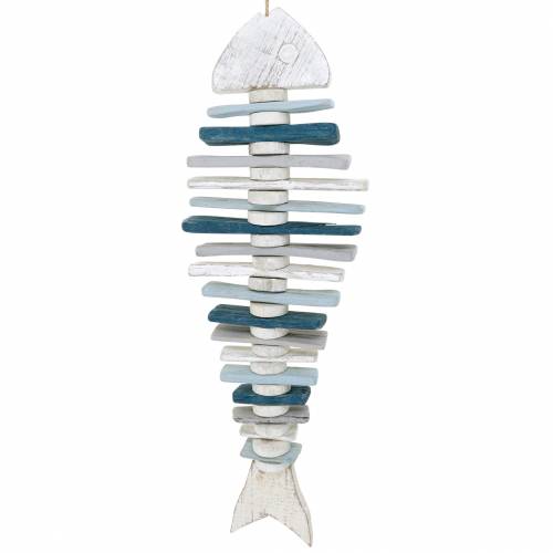 Floristik24 Decoración de peces marítimos de madera flotante azul, blanco L70cm