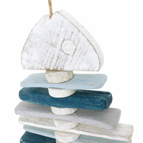 Floristik24 Decoración de peces marítimos de madera flotante azul, blanco L70cm
