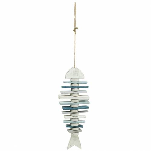 Floristik24 Decoración de peces marítimos de madera flotante azul, blanco L54cm