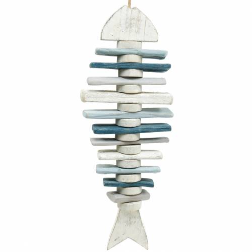 Floristik24 Decoración de peces marítimos de madera flotante azul, blanco L54cm