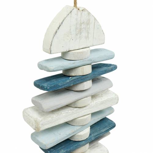 Floristik24 Decoración de peces marítimos de madera flotante azul, blanco L54cm