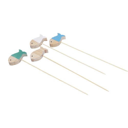 Floristik24 Tapón de flores decoración pez madera decoración marítima 7×4cm 12uds