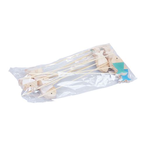 Floristik24 Tapón de flores decoración pez madera decoración marítima 7×4cm 12uds
