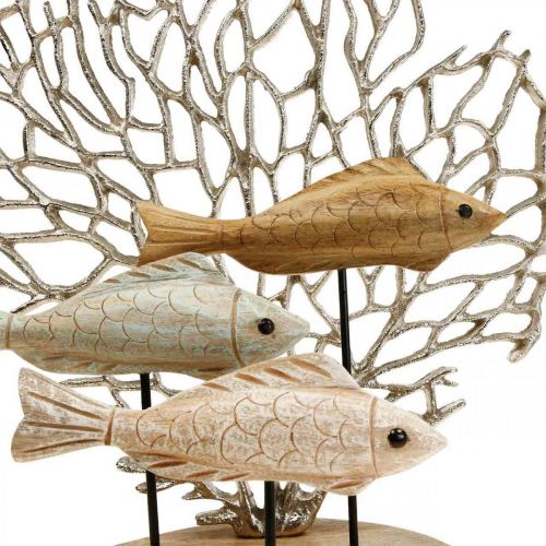 Floristik24 Escuela de decoración de peces, decoración de coral, decoración de peces de madera H48.5cm