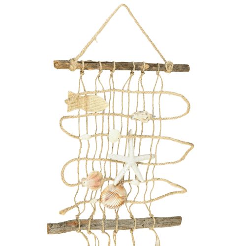 Artículo Red de pesca de yute con conchas decoración de pared marítima 25×55cm