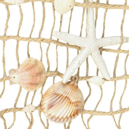 Artículo Red de pesca de yute con conchas decoración de pared marítima 25×55cm