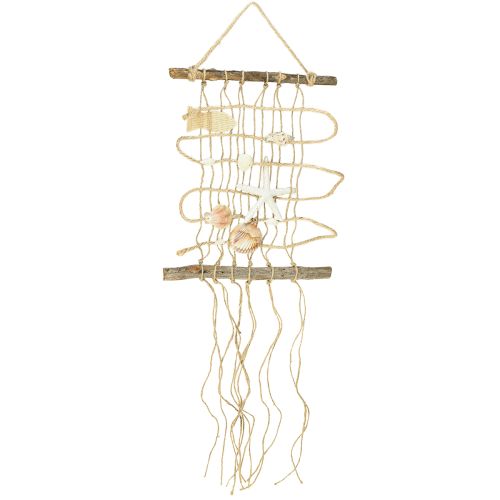 Artículo Red de pesca de yute con conchas decoración de pared marítima 25×55cm