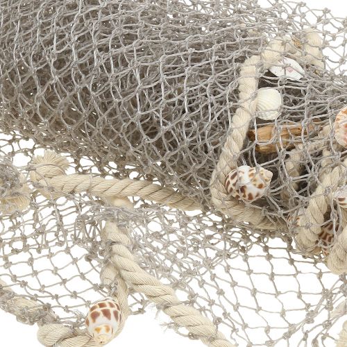 Floristik24 Red de pesca con conchas y madera flotante 135cm
