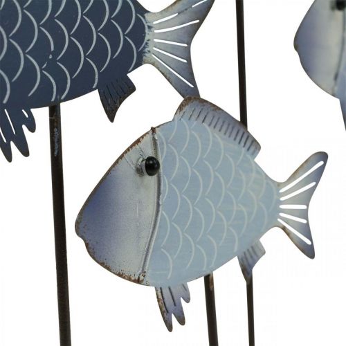 Floristik24 Banco de peces pez deco metal sobre base de madera 32×7×30cm