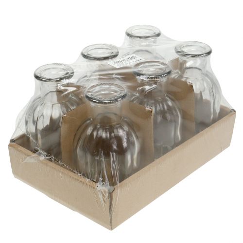 Artículo Florero decorativo con forma de botella Ø7,5cm H13,5cm transparente 6 piezas