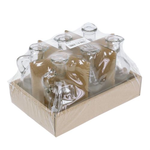Floristik24 Botella con asa Transparente Ø5,5cm H11cm 6pcs