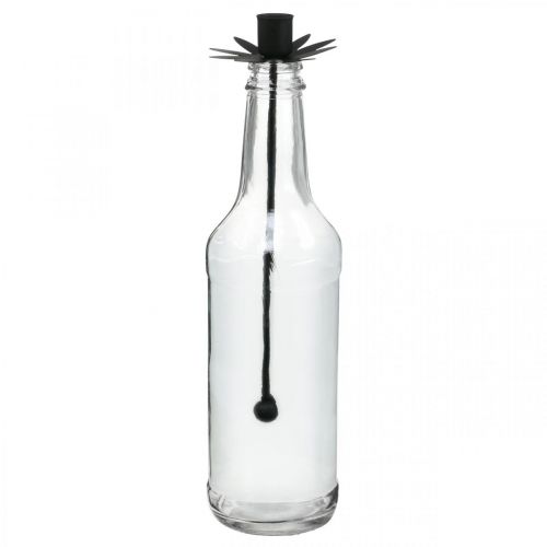 Floristik24 Candelero para Botella Vidrio Negro, Metal Ø6.5cm H25.5cm