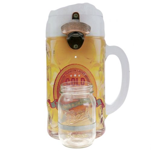 Abrebotellas de pared con recipiente colector 30cm x 18cm